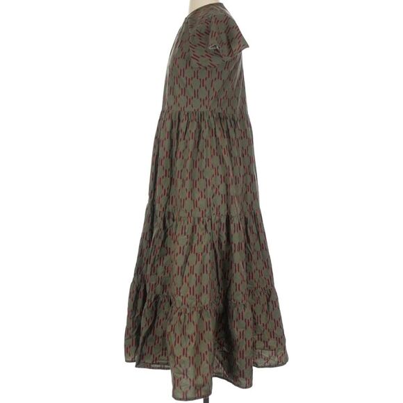 Tuckernuck Oliphant V-Neck Maxi Dress 100% Cotton Tiered Earthy Polka Dot XS - Picture 5 of 11